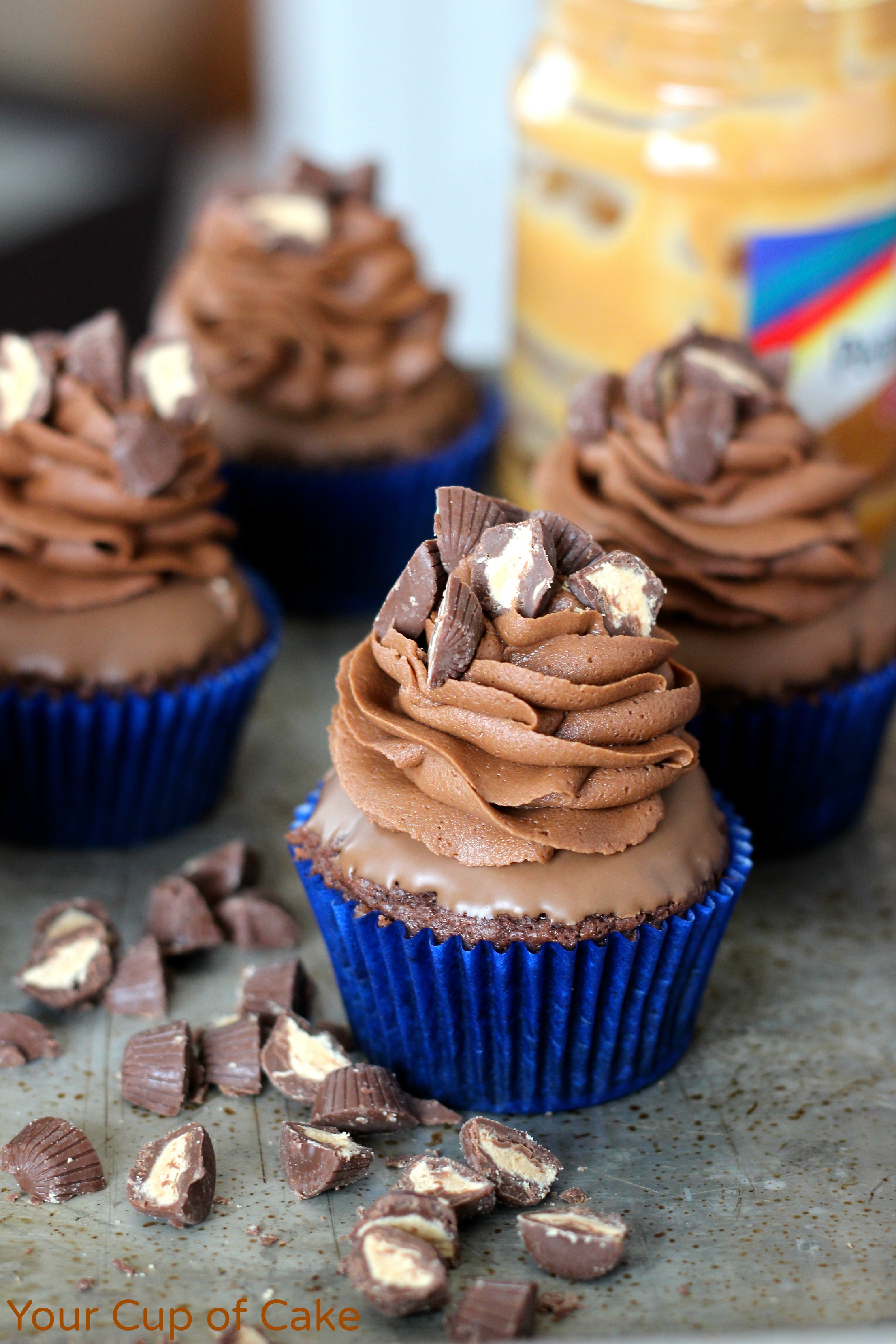 Double Chocolate Peanut Butter Cupcakes - Your Cup of Cake