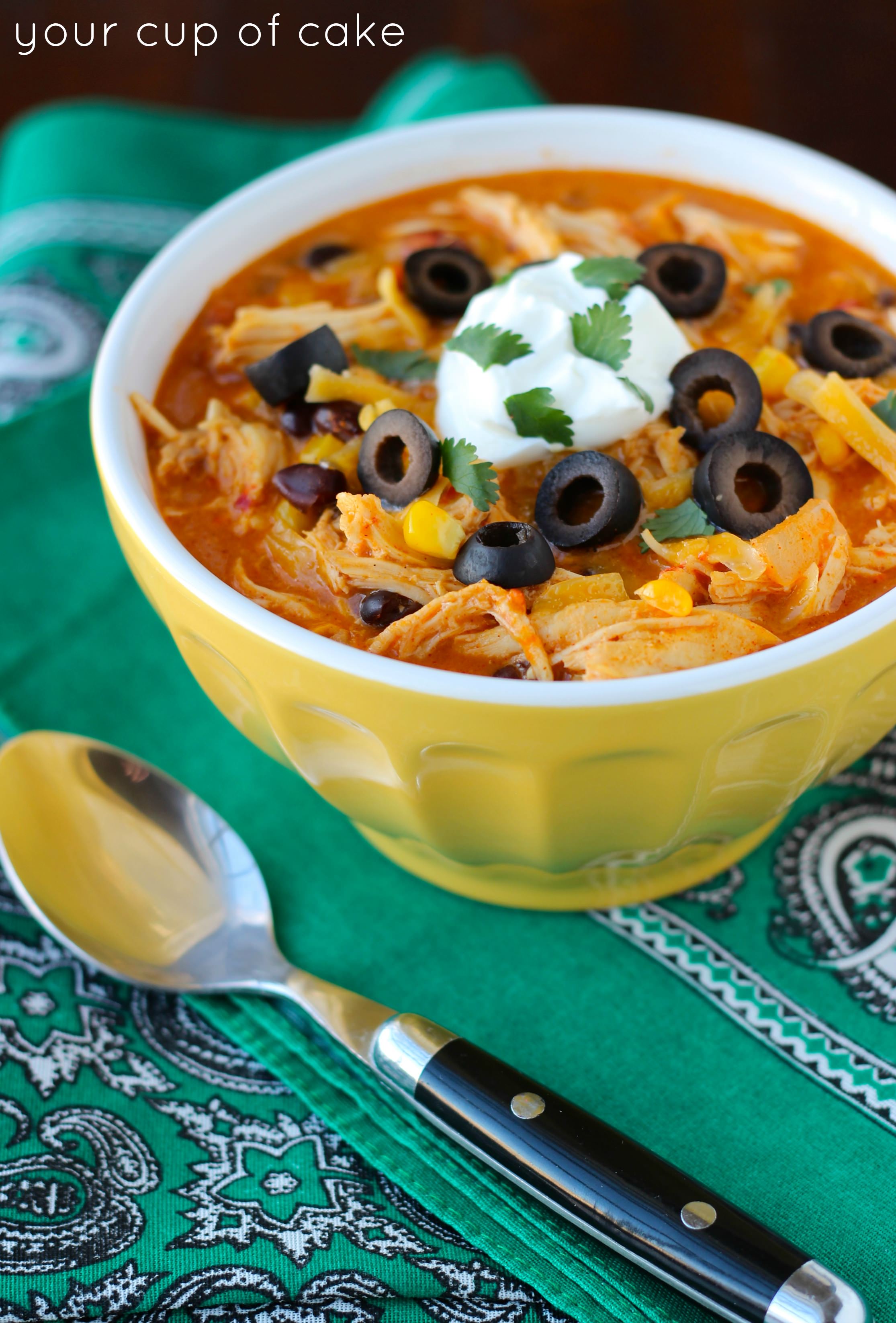 Crock Pot Chicken Enchilada Soup - Your Cup of Cake