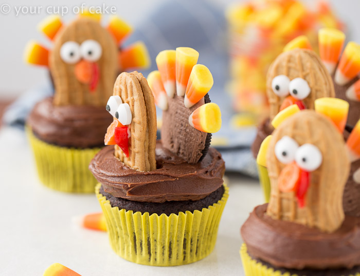 Nutter Butter Oreo Turkey Cupcakes - Your Cup of Cake