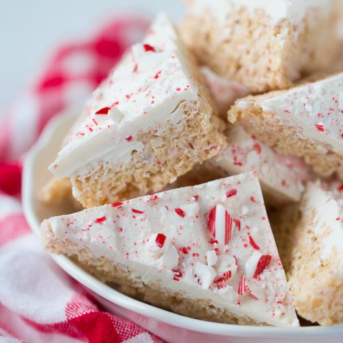 Peppermint Bark Rice Krispie Treats - Your Cup of Cake