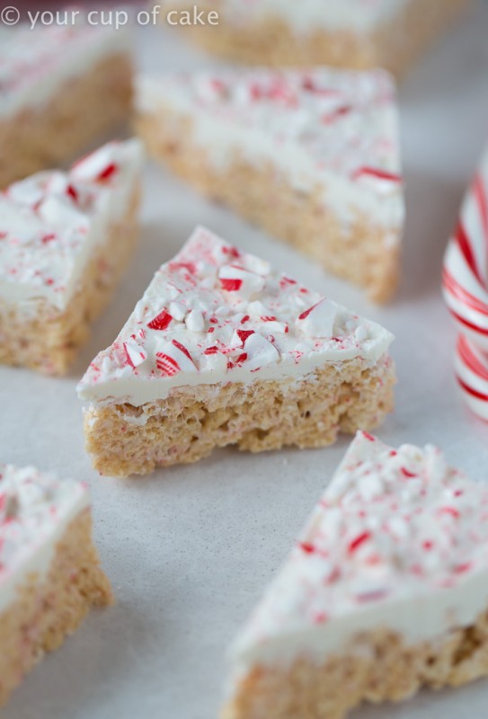 Peppermint Bark Rice Krispie Treats - Your Cup of Cake