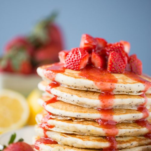 Strawberry Lemon Poppy Seed Pancakes