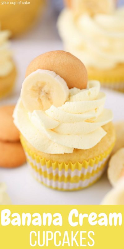 Banana Cream Cupcakes with Banana Whipped Cream - Your Cup of Cake