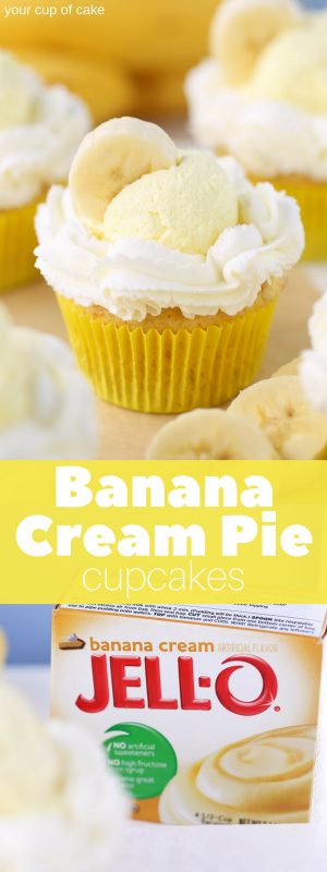 Banana Cream Pie Cupcakes (2 Ingredient Frosting) - Your Cup of Cake