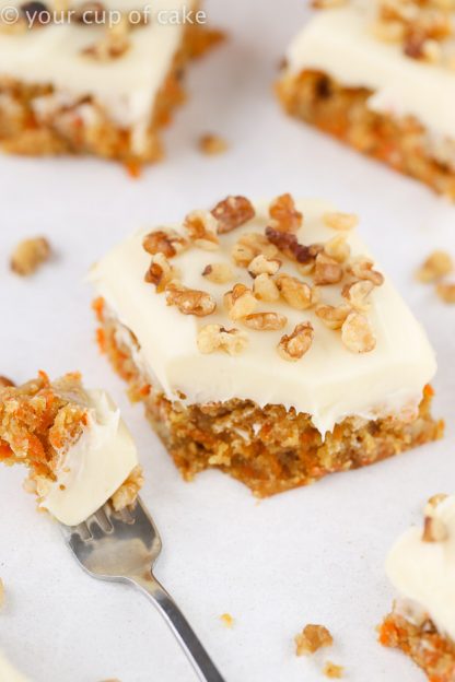 Carrot Cake Blondie Bars with Cream Cheese Frosting - Your Cup of Cake