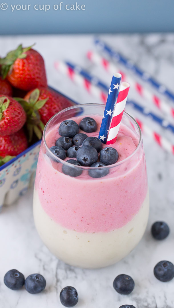 Strawberry Banana 4th of July Smoothie - Your Cup of Cake