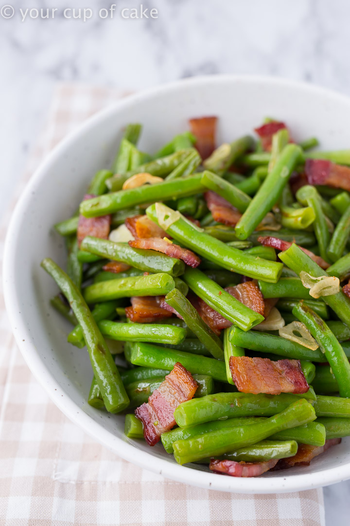 Bacon Garlic Green Beans [Best Green Beans EVER] - Your Cup of Cake