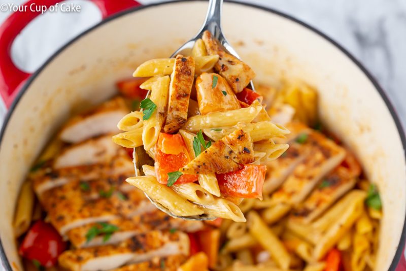 One Pot Creamy Cajun Chicken Alfredo - Your Cup Of Cake