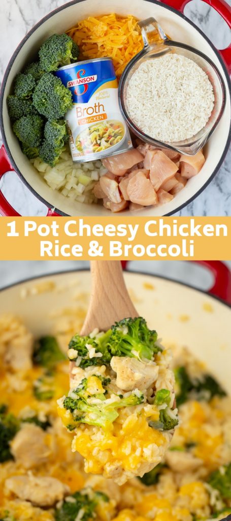 One Pot Cheesy Chicken Rice And Broccoli - Your Cup Of Cake