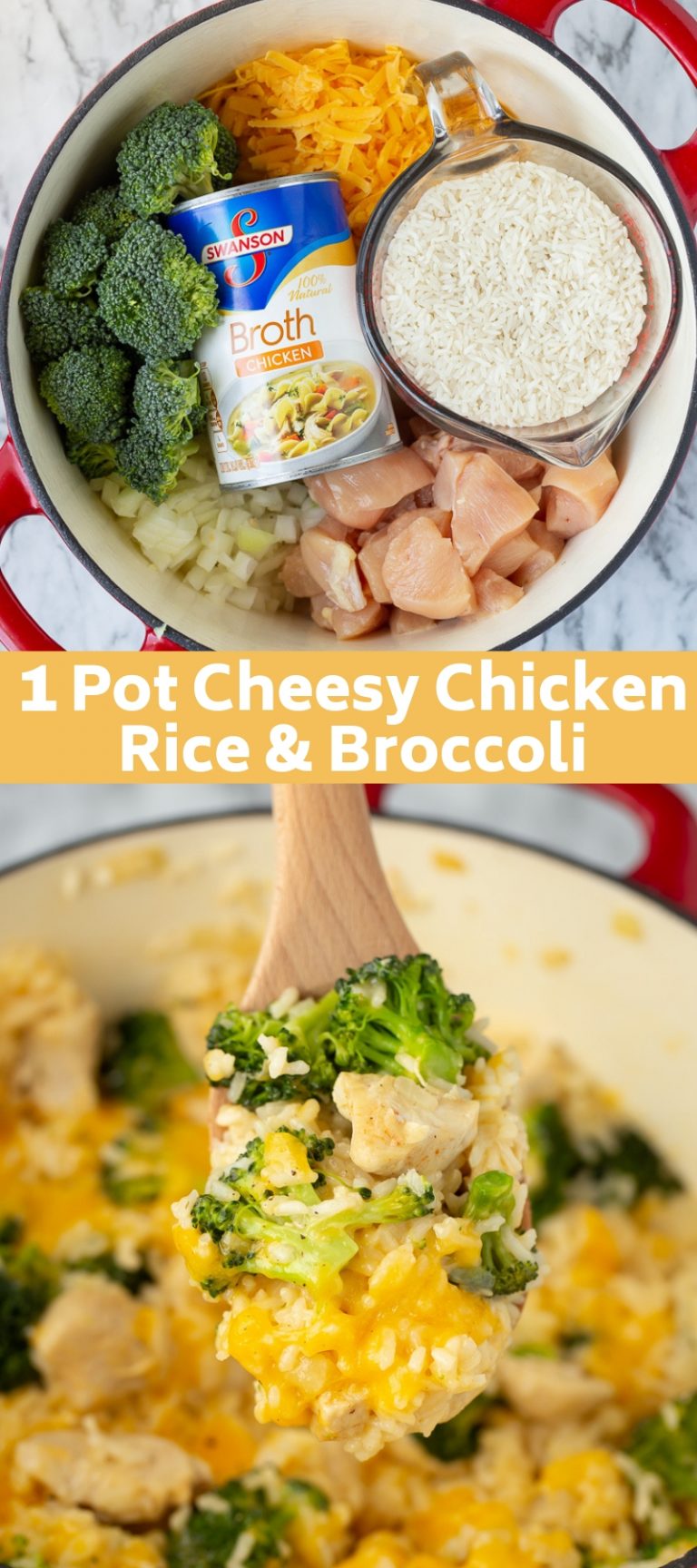 One Pot Cheesy Chicken Rice and Broccoli - Your Cup of Cake