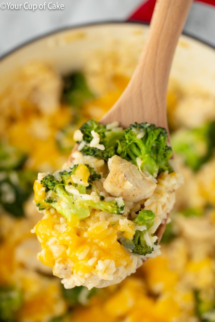 One Pot Cheesy Chicken Rice and Broccoli - Your Cup of Cake