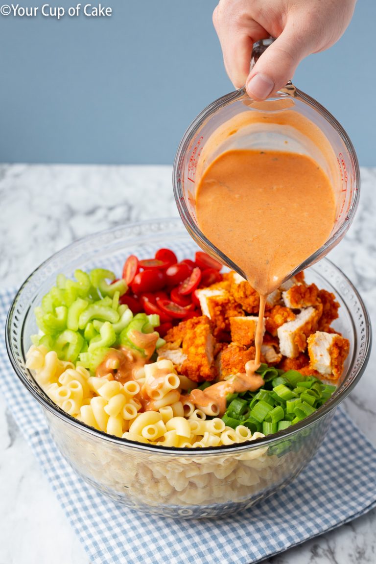 Easy Buffalo Chicken Pasta Salad - Your Cup of Cake