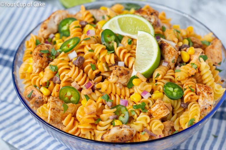 Zesty Chicken Enchilada Pasta Salad - Your Cup Of Cake