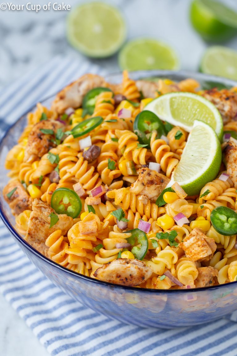 Zesty Chicken Enchilada Pasta Salad - Your Cup Of Cake